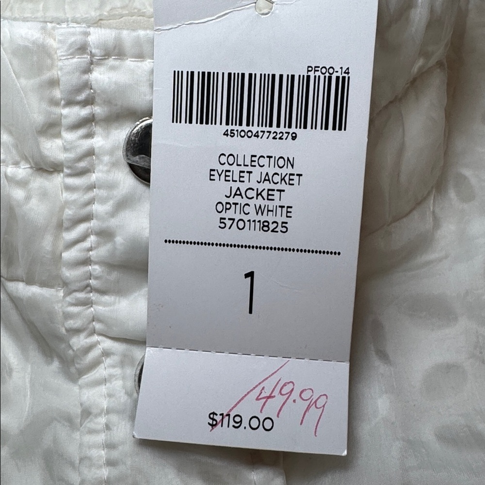 Chico’s White Eyelet Jacket Lightweight Snap Front Size Chico’s 1 US M - Picture 9 of 11